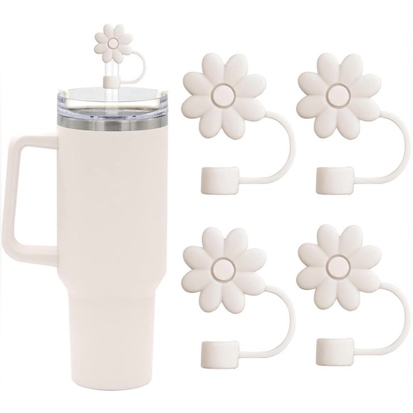 NWT Set of 4 Flower Straw Toppers - Picture 1 of 7